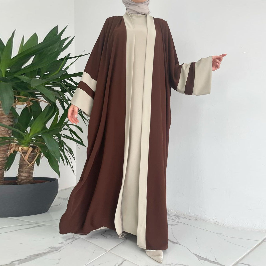 Women's Muslim Long Dress Abaya Two-piece Set