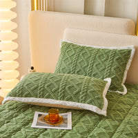 Thermal Corn Velvet Milk Fiber Quilted Fitted Sheet