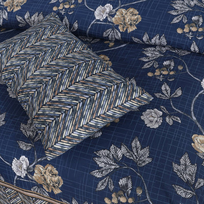 Navy Grid Bed Sheet Set 3 PC