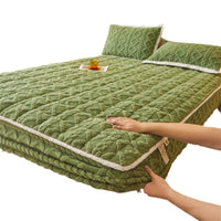 Thermal Corn Velvet Milk Fiber Quilted Fitted Sheet