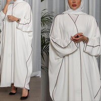 White Patchwork Plus Size Women's Abaya Robe