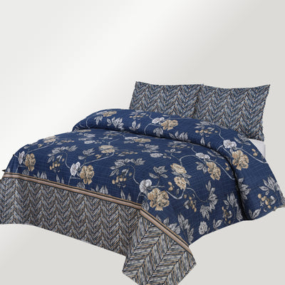 Navy Grid Bed Sheet Set 3 PC