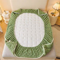 Thermal Corn Velvet Milk Fiber Quilted Fitted Sheet