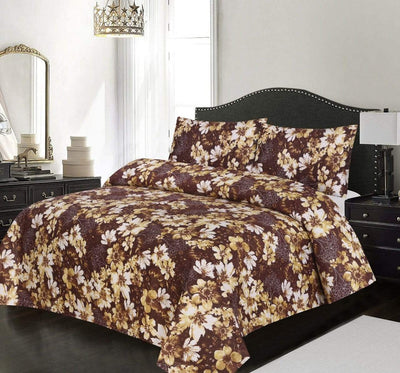Floral Brown Bed Sheet Set
